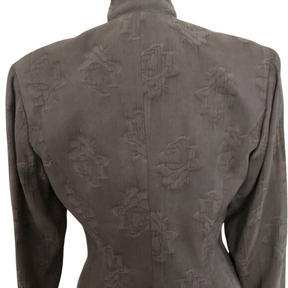 Platinum Dorothy Schoelen Taupe Size S Lined Jacket Blazer Top Textured Roses - Picture 5 of 5